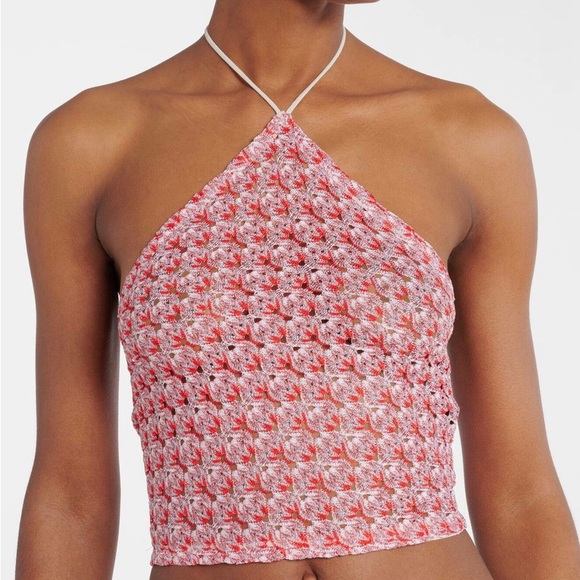 Missoni Tops - Missoni crochet knit lame cropped halter top NWT